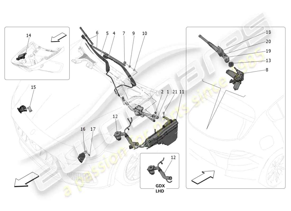 maserati grecale trofeo (2023) dispositivos externos del vehículo diagrama de piezas