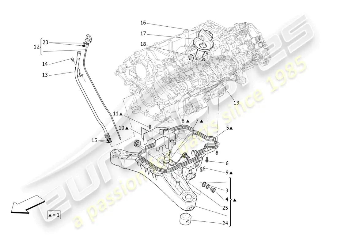 maserati levante gts (2020) sistema de lubricación: circuito y recogida diagrama de piezas