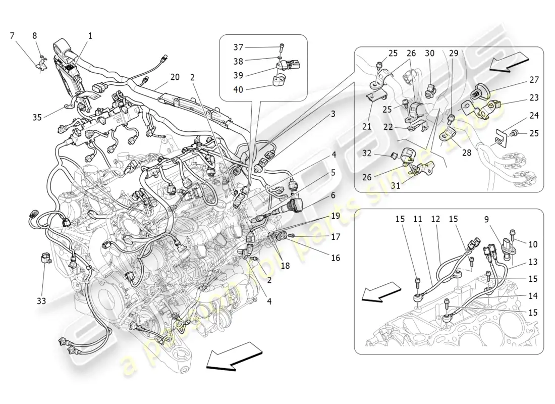 maserati levante modena s (2022) control electrónico: control de inyección y distribución del motor diagrama de piezas