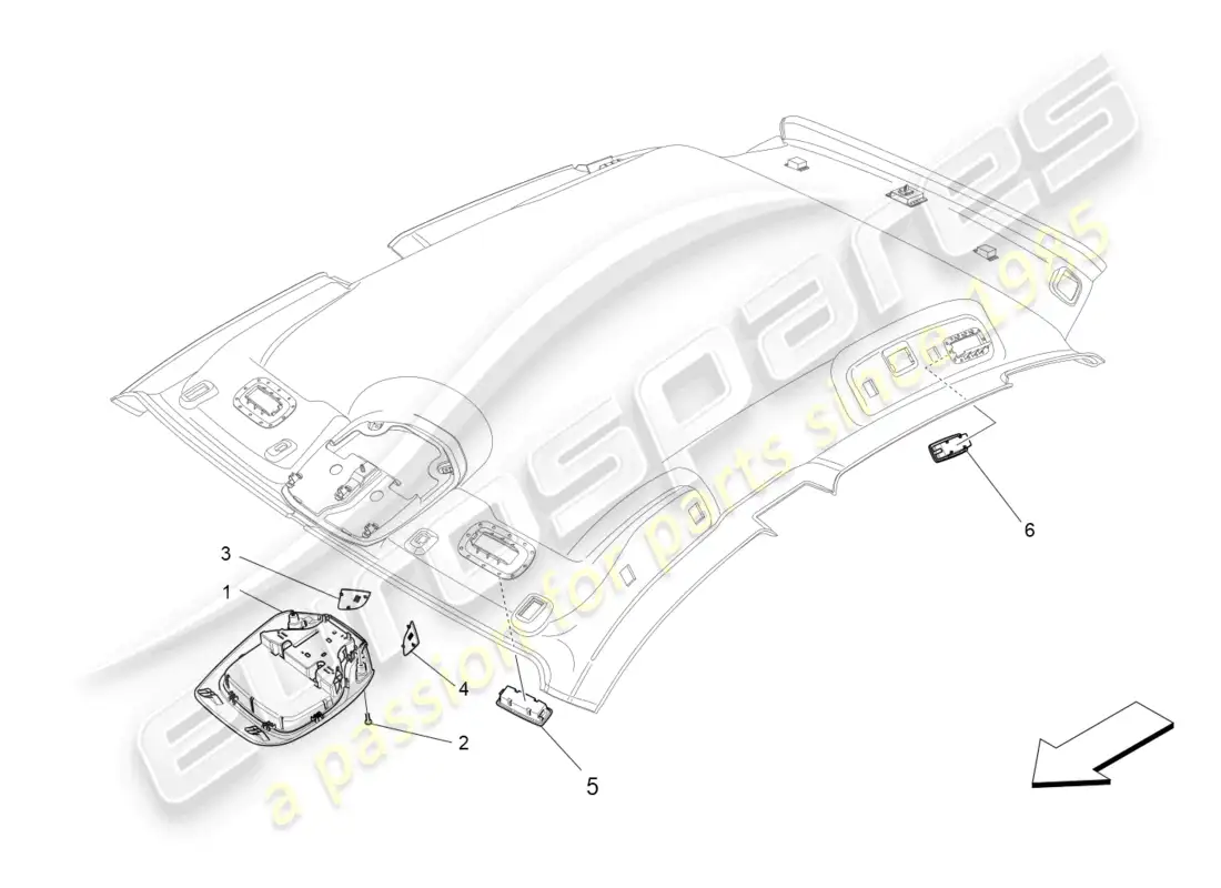 maserati levante tributo (2021) dispositivos internos del vehículo diagrama de piezas