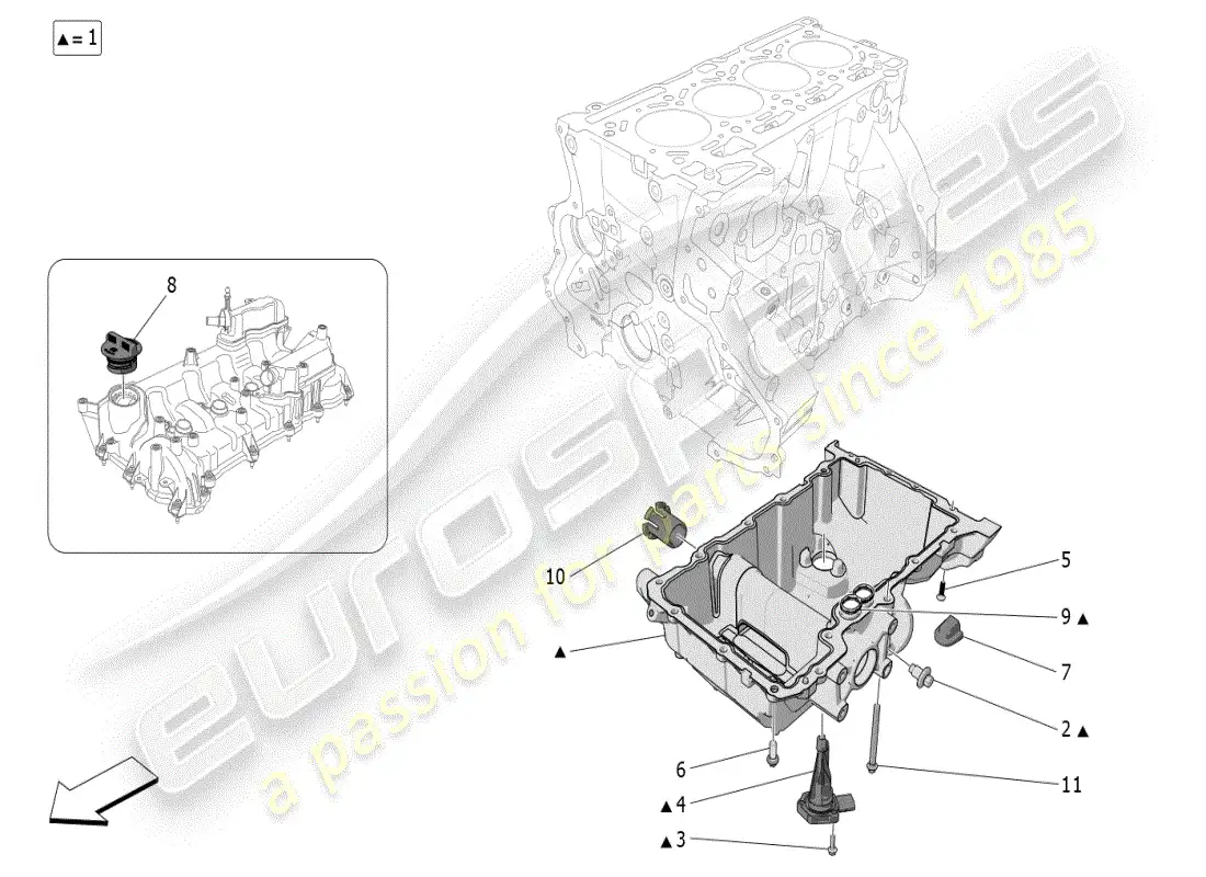 maserati grecale modena (2023) sistema de lubricación: circuito y recogida diagrama de piezas