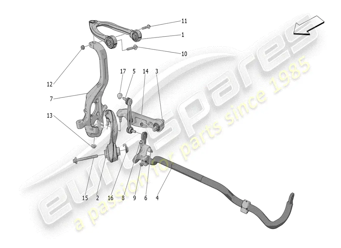 maserati grecale modena (2023) suspensión delantera diagrama de piezas