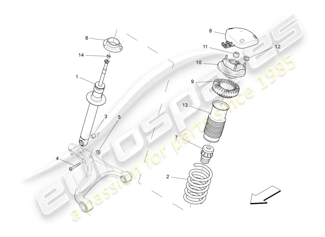maserati ghibli (2016) dispositivos amortiguadores delanteros diagrama de piezas