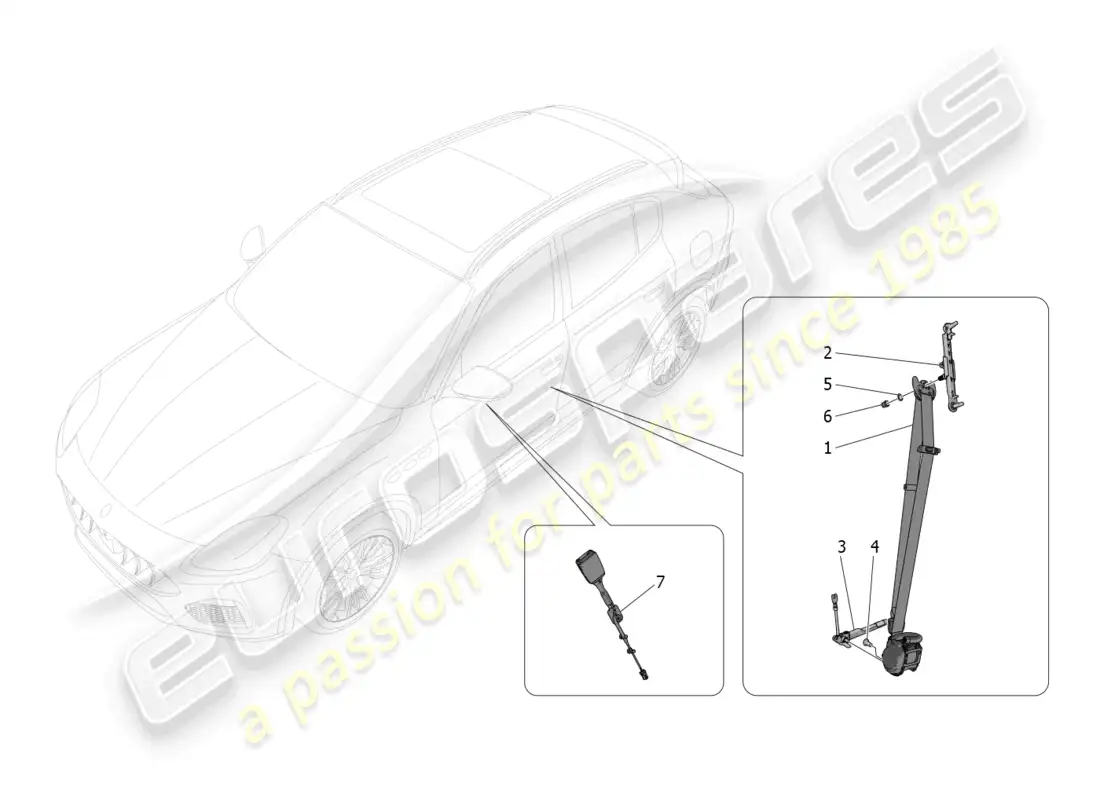 maserati grecale trofeo (2023) cinturones de seguridad delanteros diagrama de piezas