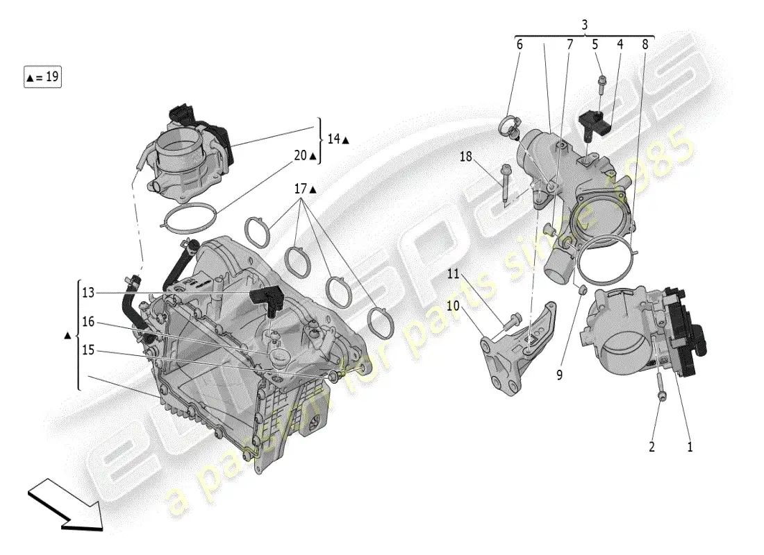 maserati grecale modena (2023) intake manifold and throttle body diagrama de piezas