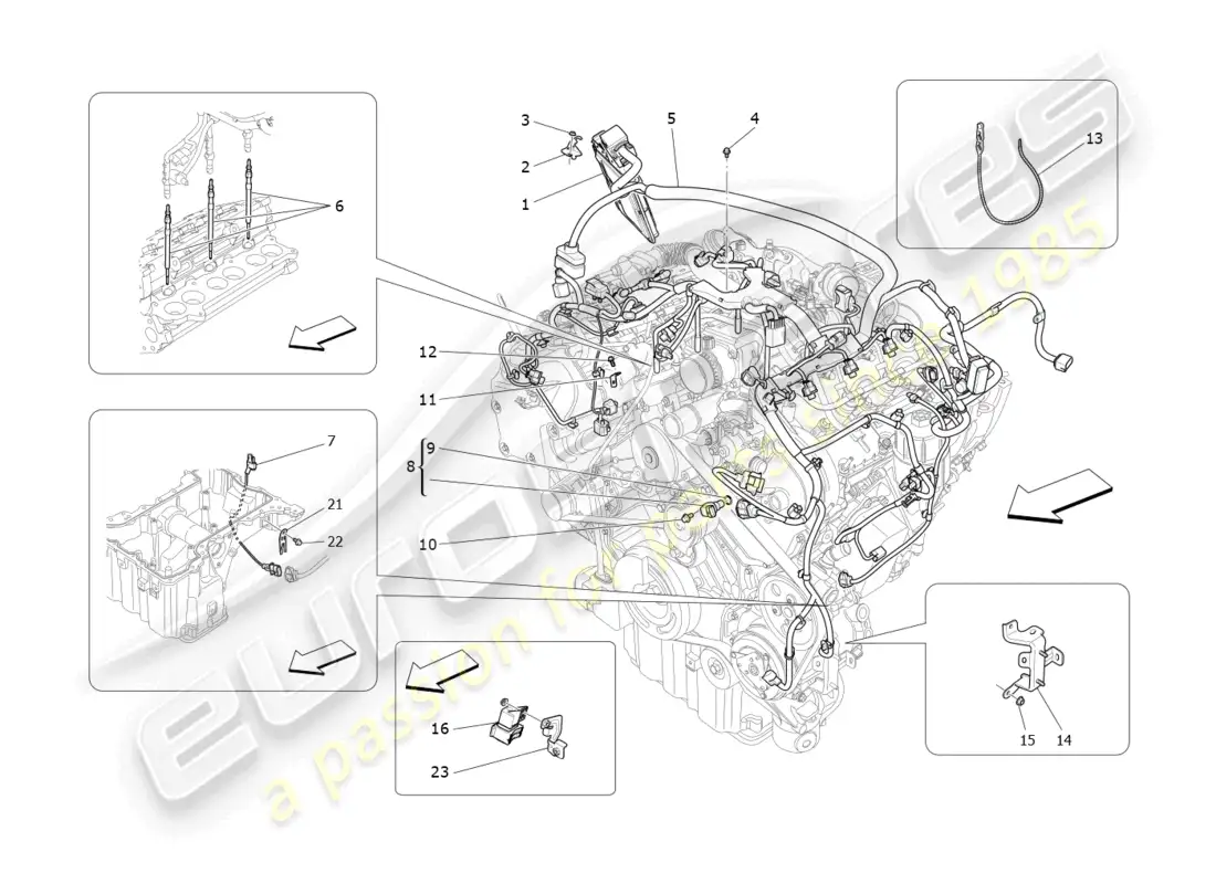 maserati levante (2018) control electrónico: control de inyección y distribución del motor diagrama de piezas