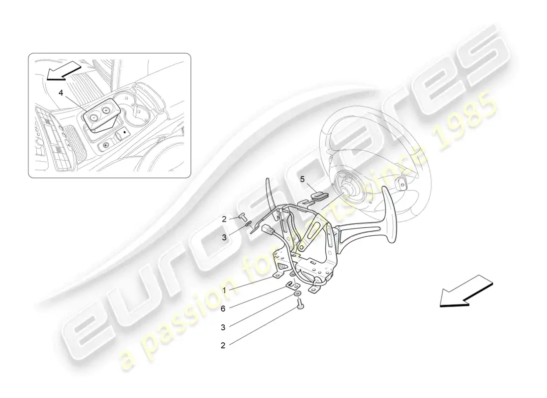 maserati granturismo mc stradale (2012) controles del conductor para la caja de cambios f1 diagrama de piezas