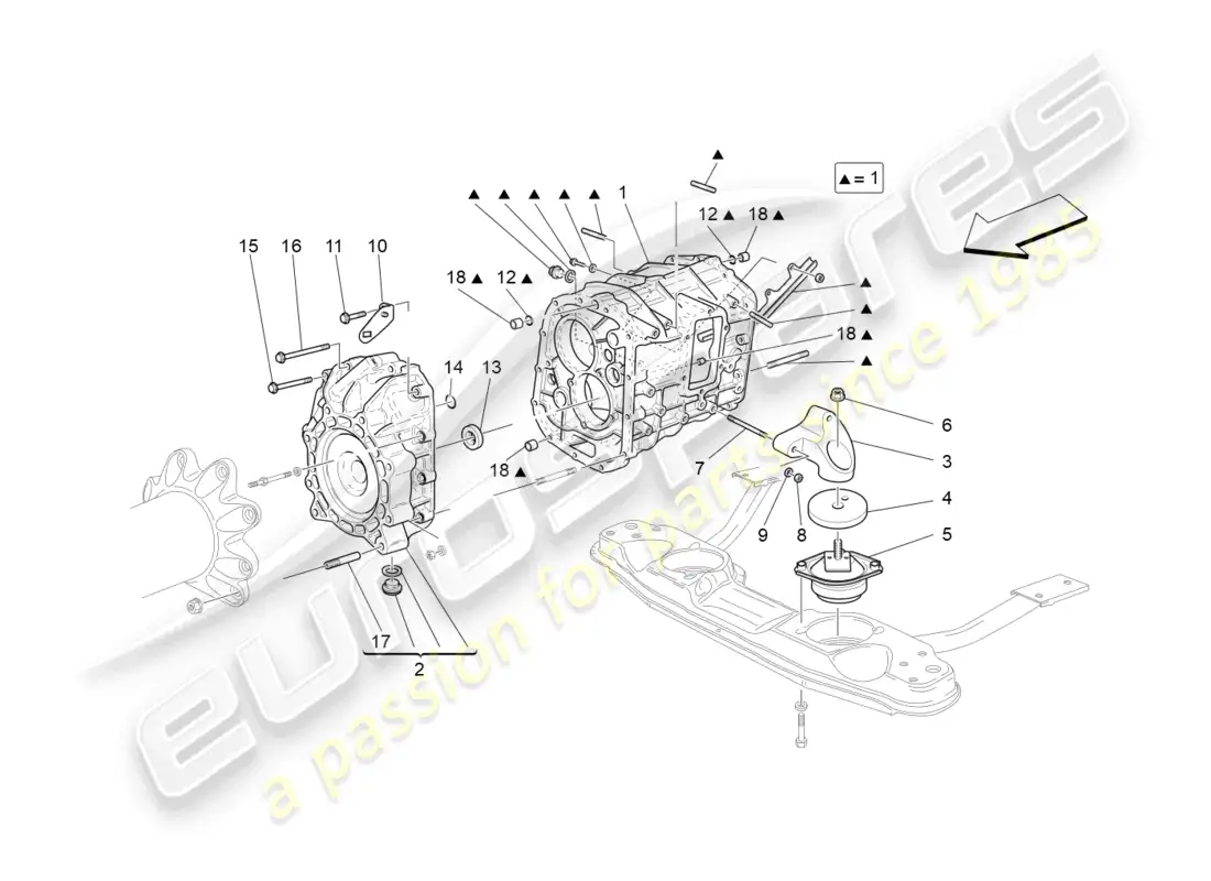 maserati granturismo mc stradale (2012) carcasas de caja de cambios diagrama de piezas