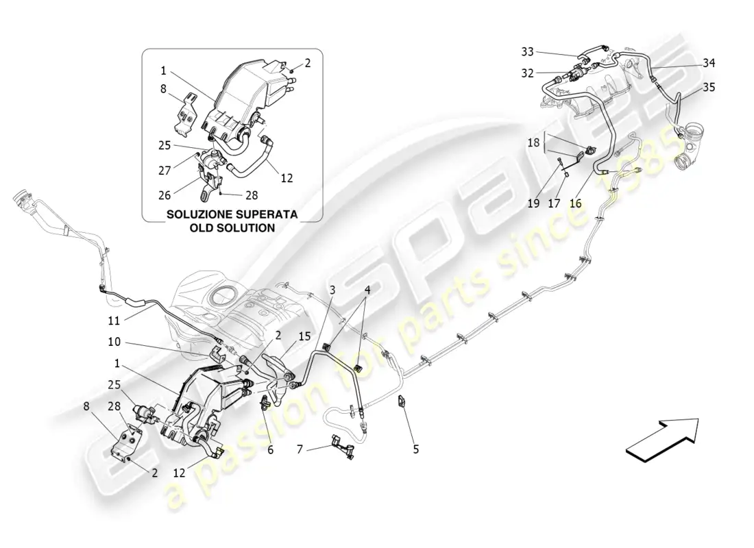 maserati levante (2020) fuel vapour recirculation system diagrama de piezas