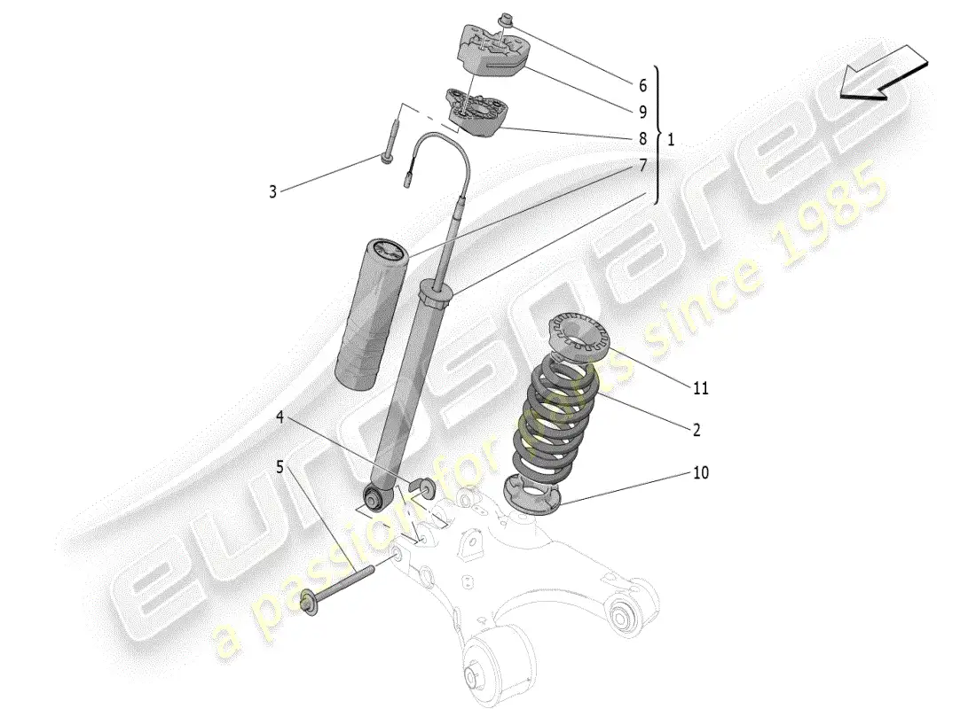 maserati grecale modena (2023) dispositivos amortiguadores traseros diagrama de piezas