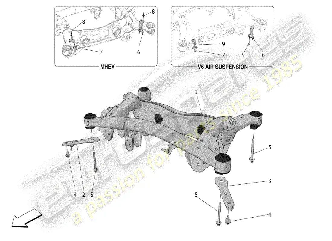 maserati grecale modena (2023) chasis trasero diagrama de piezas