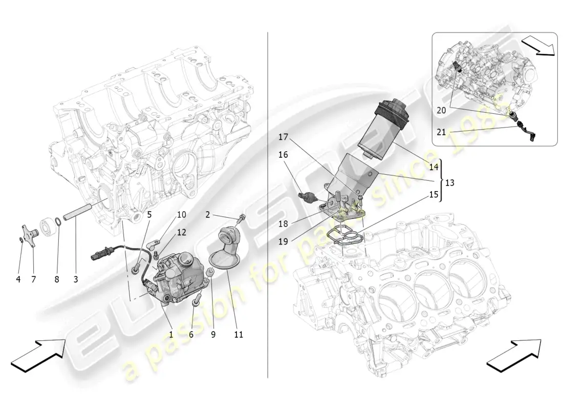 maserati grecale trofeo (2023) sistema de lubricación: bomba y filtro diagrama de piezas