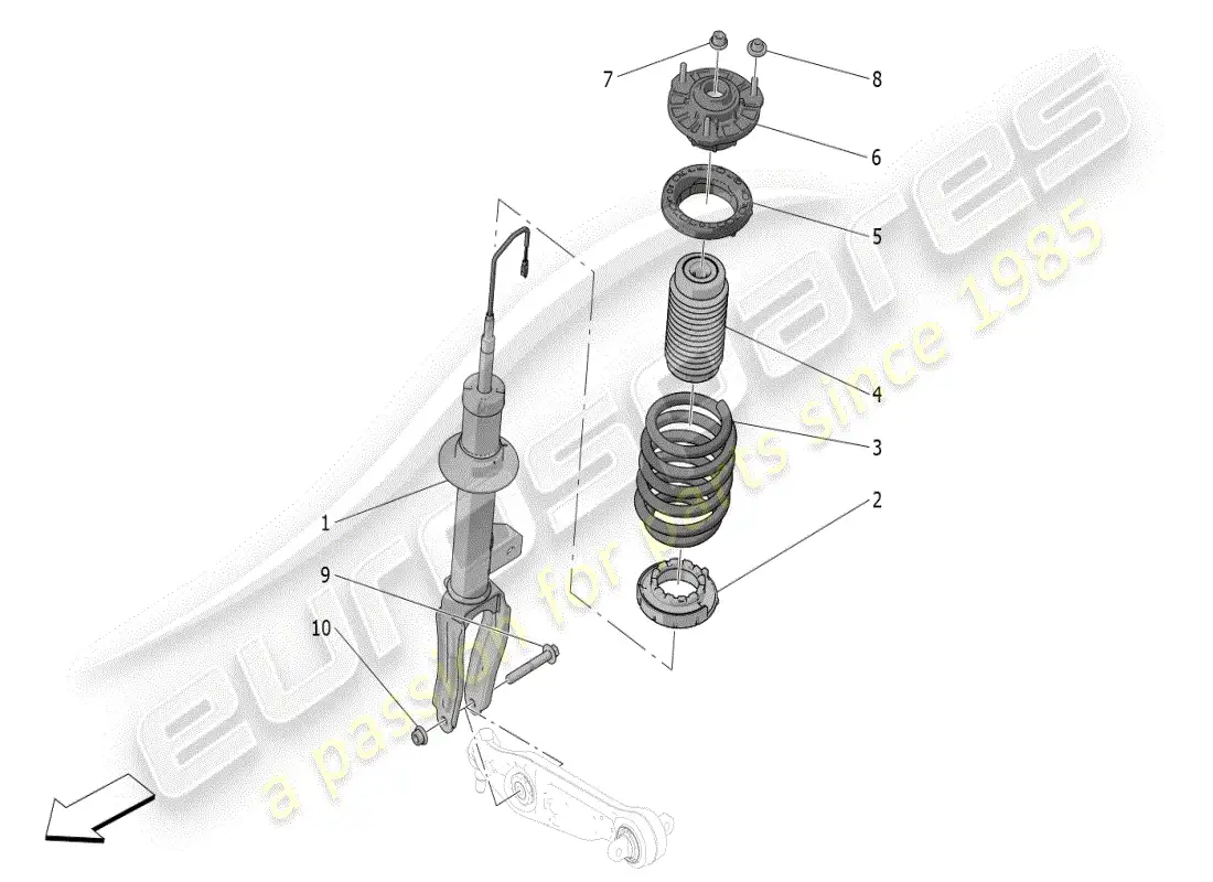 maserati grecale modena (2023) dispositivos amortiguadores delanteros diagrama de piezas