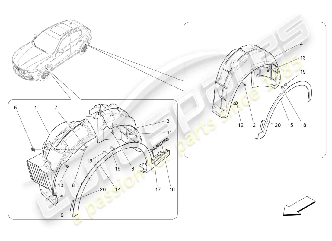 maserati levante trofeo (2020) rueda y tapas diagrama de piezas