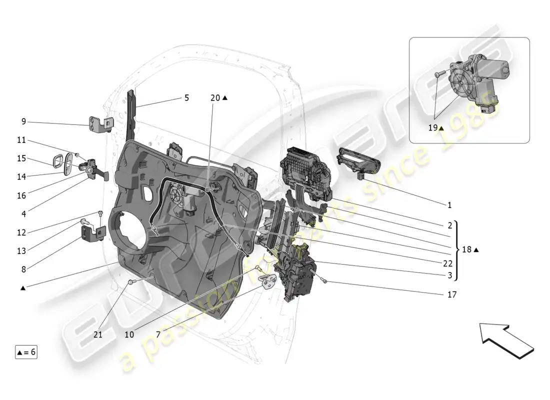 maserati grecale trofeo (2023) puertas delanteras: mecanismos diagrama de piezas