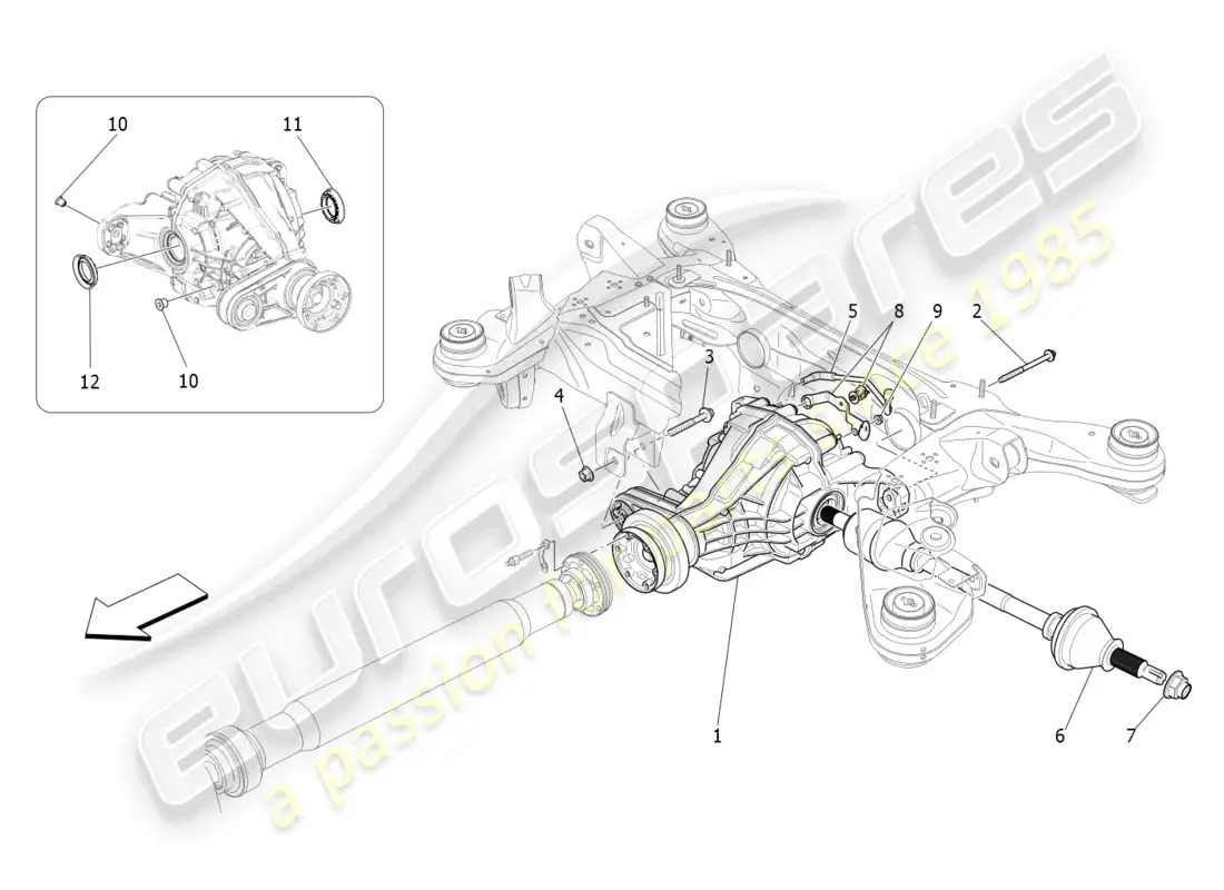 maserati levante trofeo (2020) ejes diferencial y eje trasero diagrama de piezas
