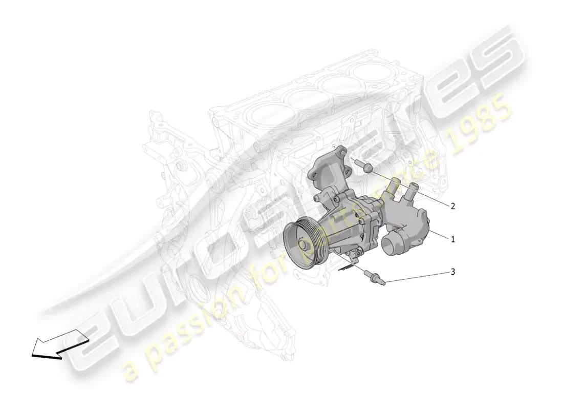 maserati grecale gt (2023) sistema de enfriamiento: bomba de agua diagrama de piezas