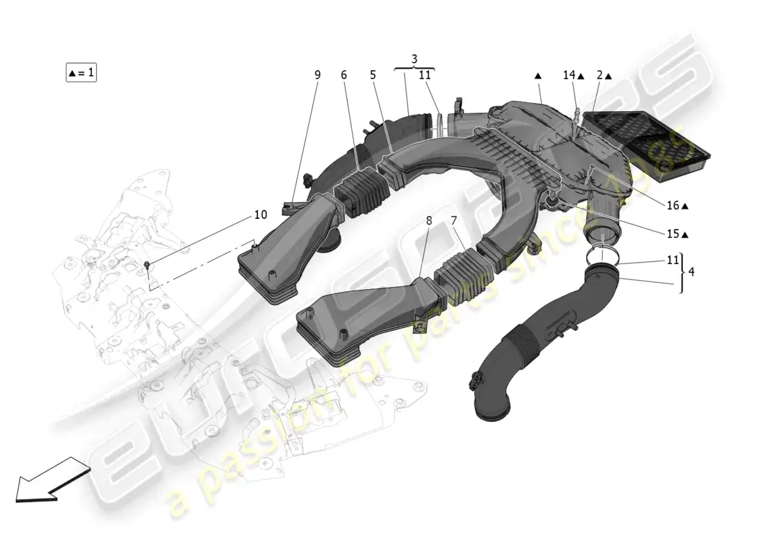 maserati grecale trofeo (2023) filtro de aire, toma de aire y conductos diagrama de piezas