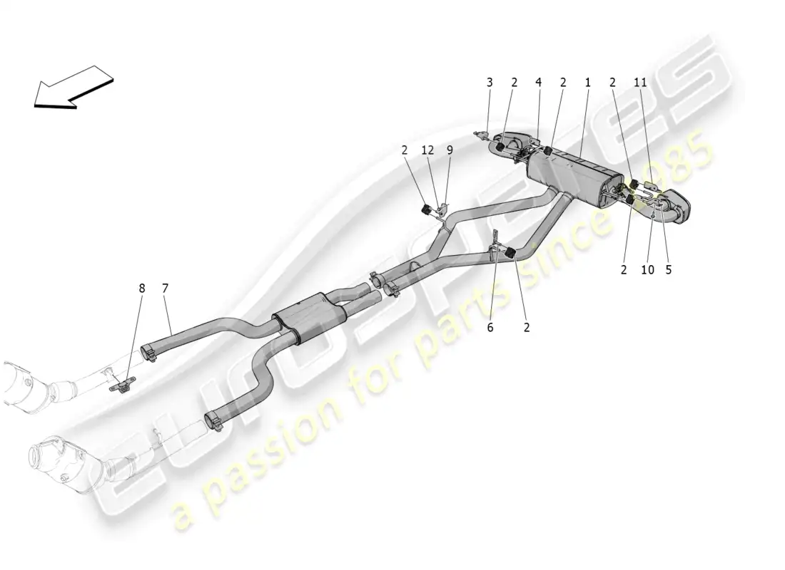 maserati grecale trofeo (2023) silenciadores diagrama de piezas