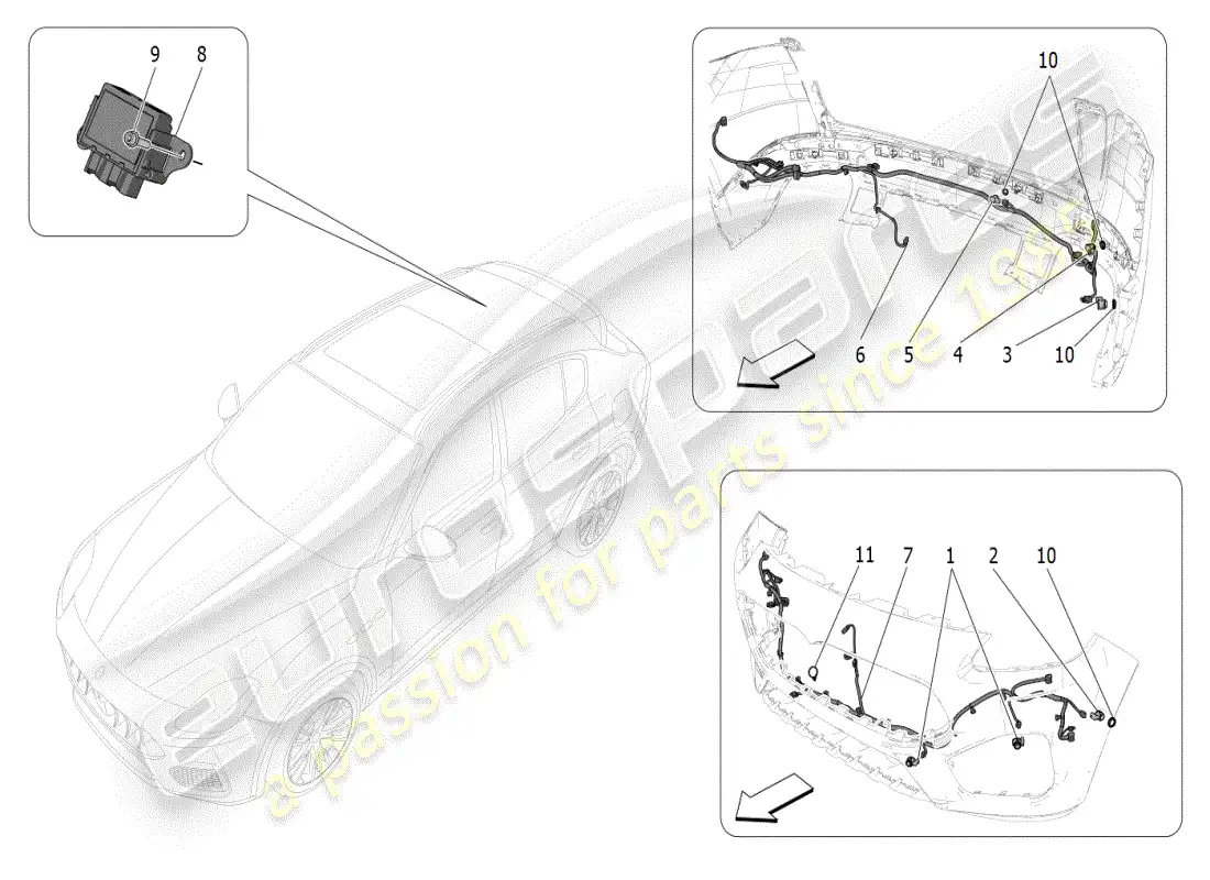 maserati grecale modena (2023) sensores de aparcamiento diagrama de piezas