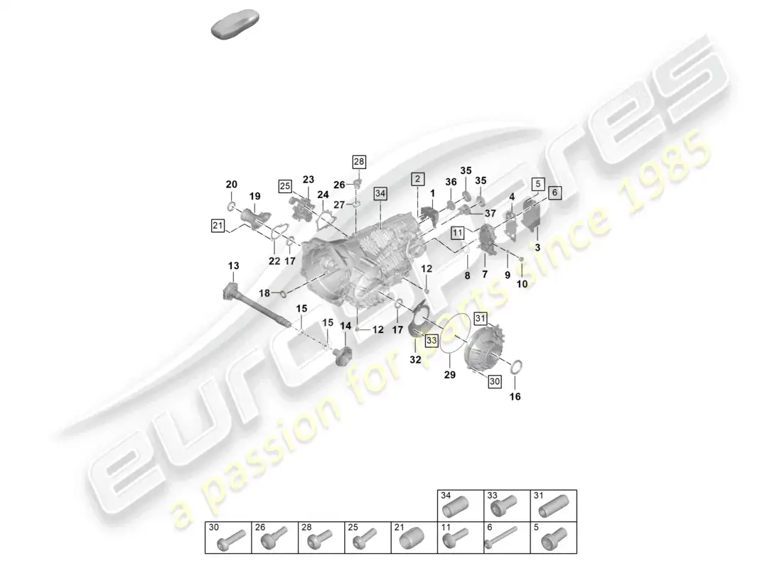 porsche 2023 (992-1 gt3/rs/st) caja de cambios manual piezas individuales diagrama de piezas