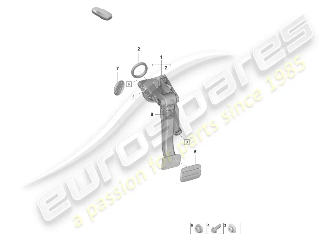 porsche 2022 (992-1 gt3/rs/st) diagrama de piezas del pedal de freno para caja de cambios de doble embrague 7-speed