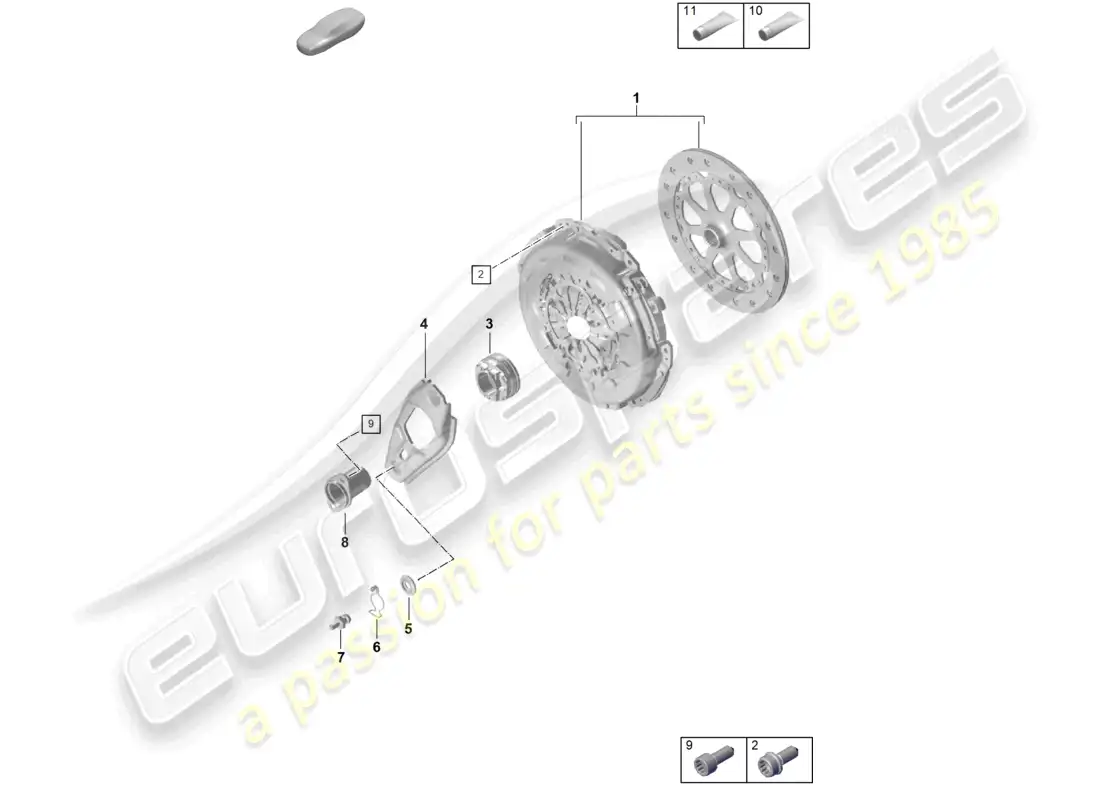porsche 2021 (992-1 gt3/rs/st) acoplamiento de caja de cambios manual diagrama de piezas