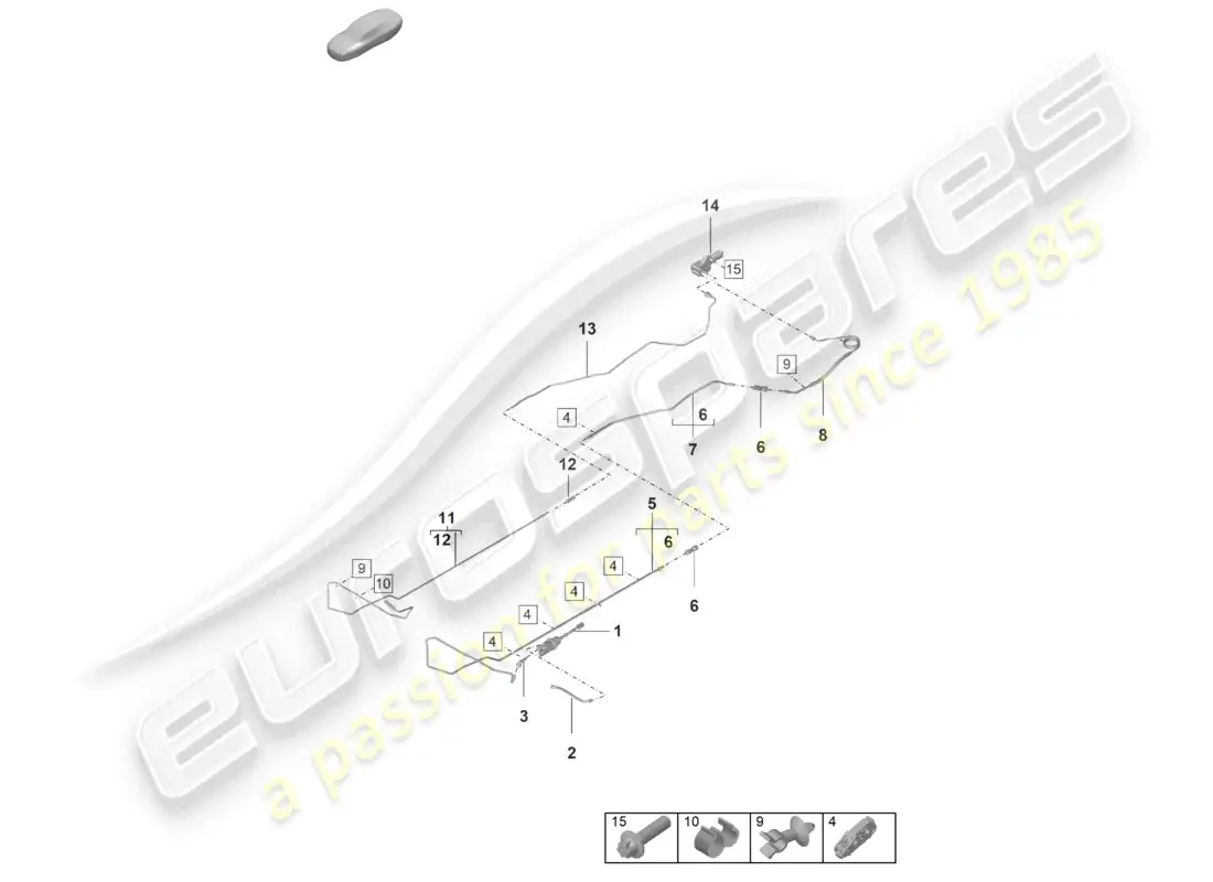 porsche 2022 (992-1 gt3/rs/st) diagrama de piezas de la manguera del cilindro maestro del embrague de accionamiento del acoplamiento hidráulico
