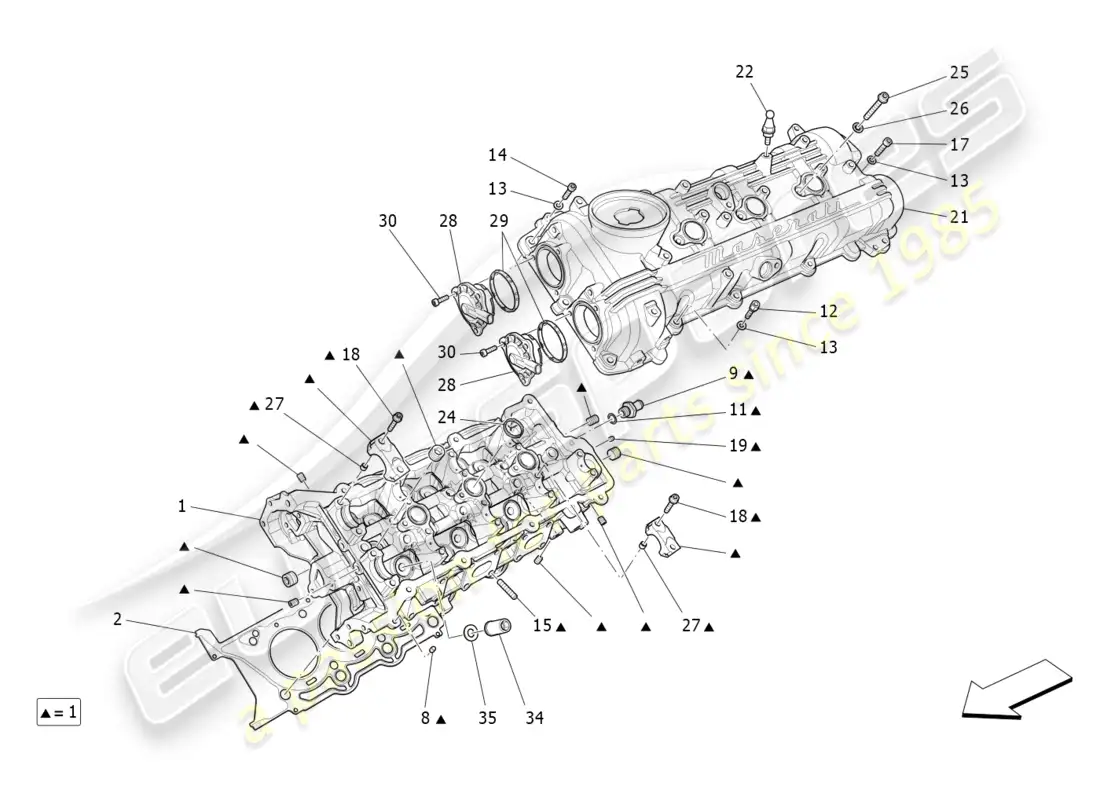 maserati levante modena (2022) culata izquierda diagrama de piezas