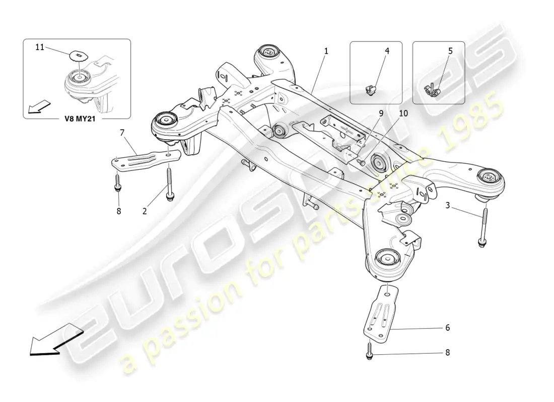 maserati ghibli fragment (2022) chasis trasero diagrama de piezas