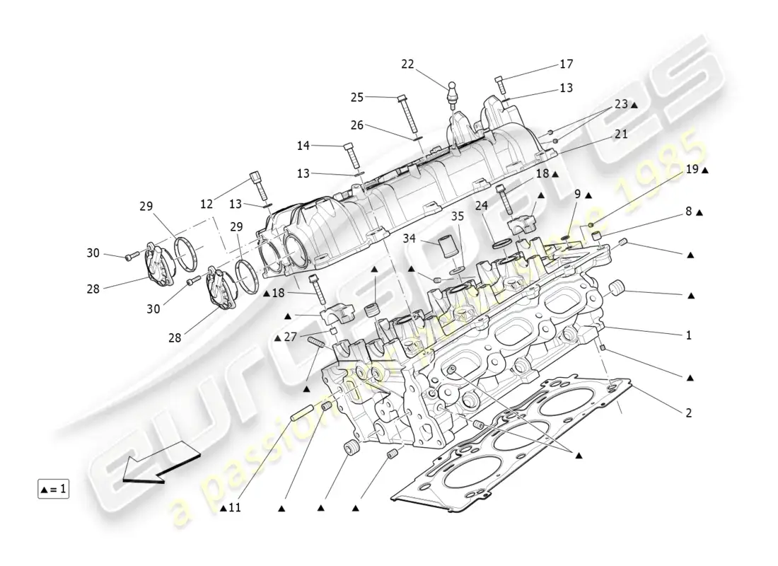 maserati levante modena (2022) culata derecha diagrama de piezas