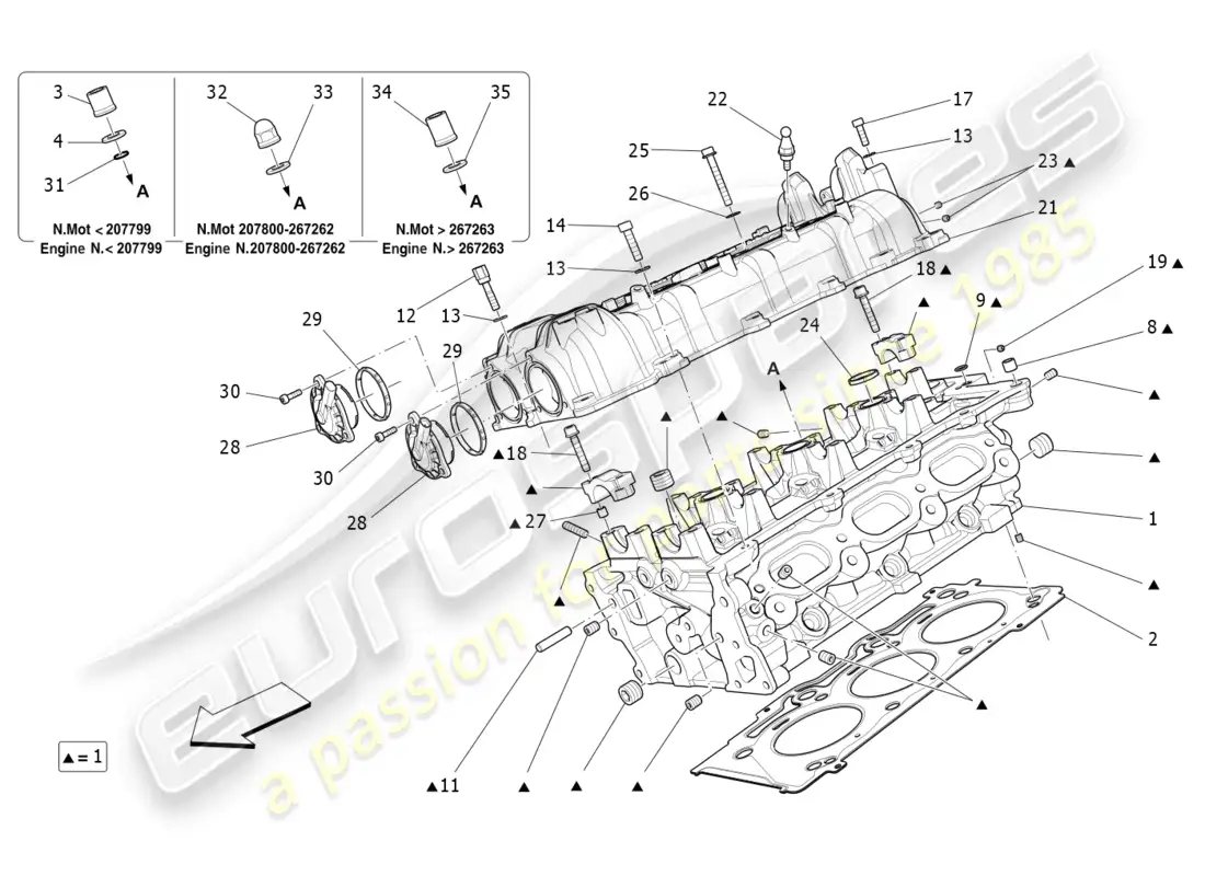 maserati ghibli (2014) culata derecha diagrama de piezas