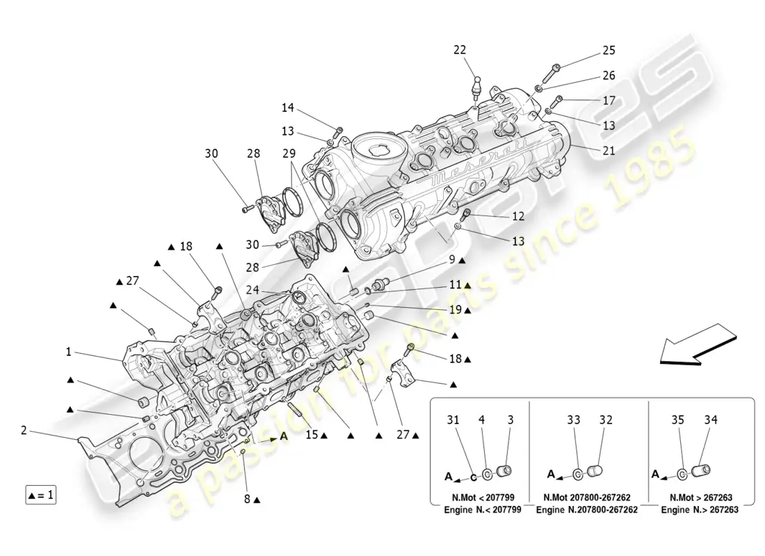 maserati ghibli (2014) culata izquierda diagrama de piezas