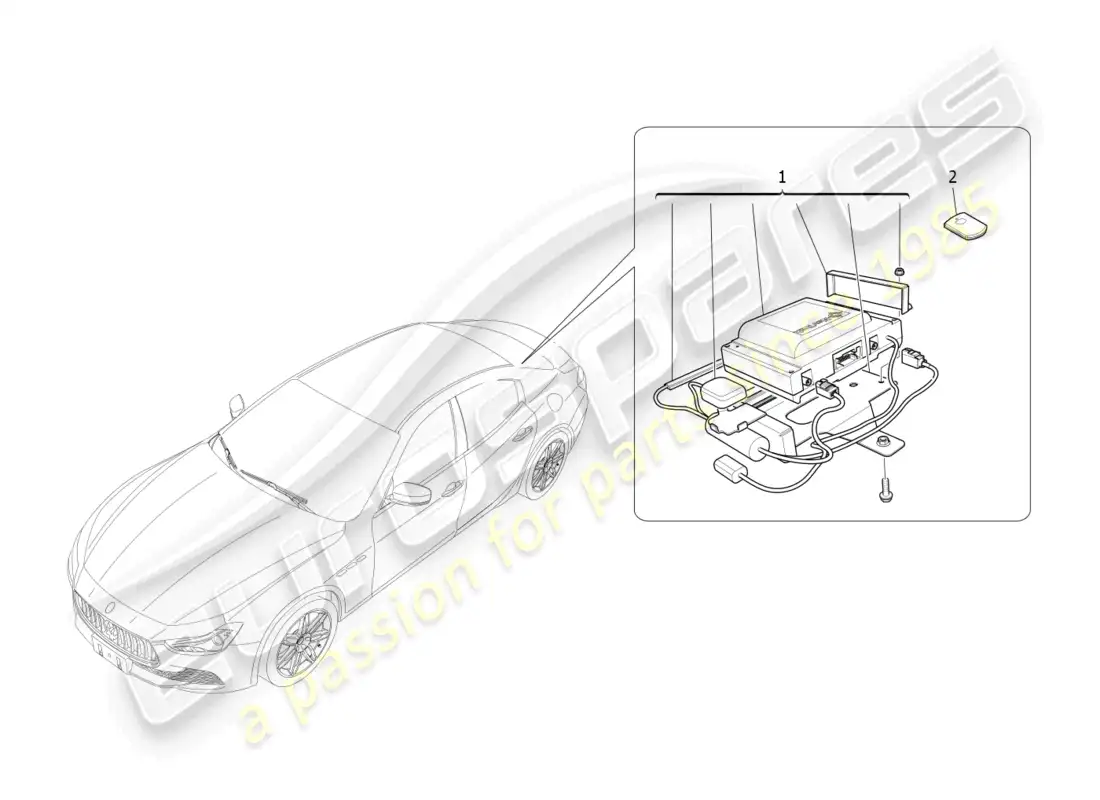 maserati ghibli (2016) sistema de alarma e inmovilizador diagrama de piezas