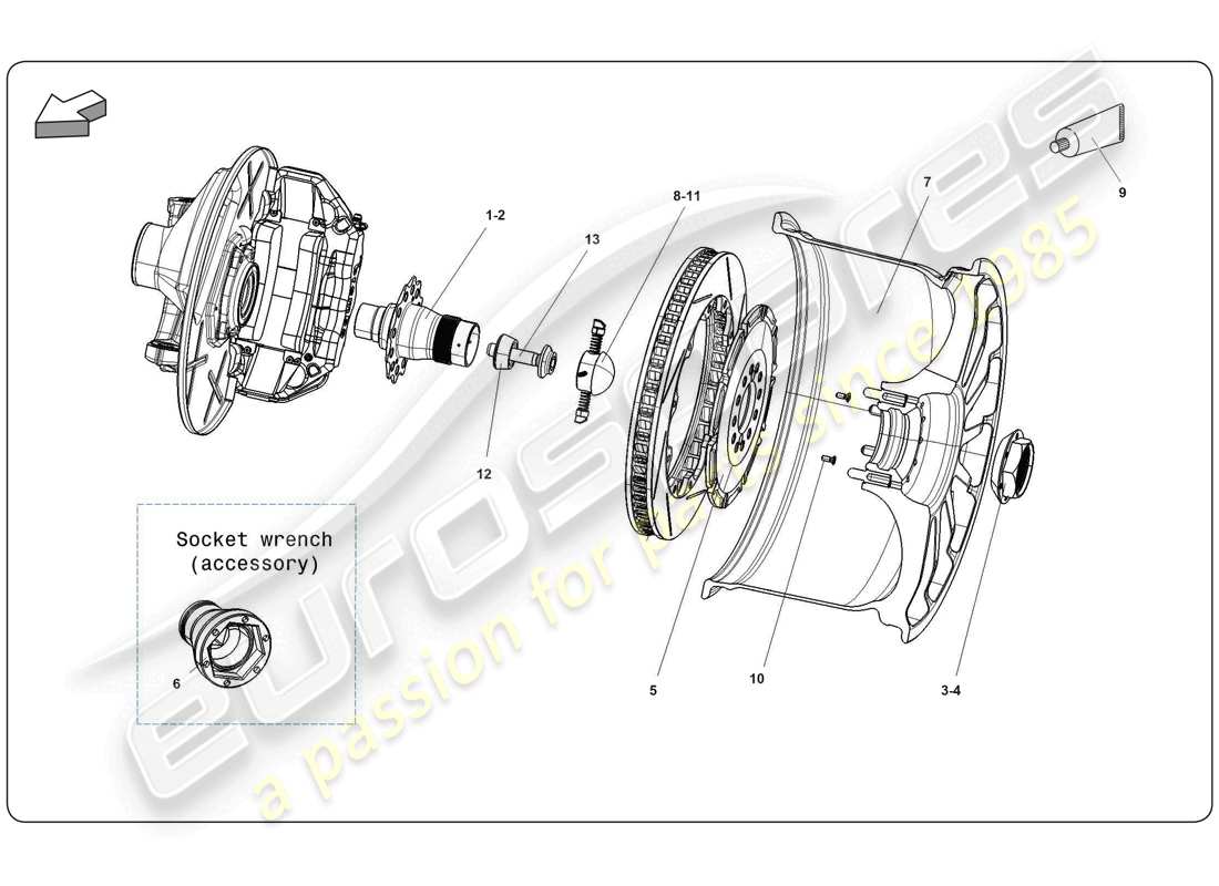 lamborghini super trofeo (2009-2014) kit sistema monolock delantero diagrama de piezas