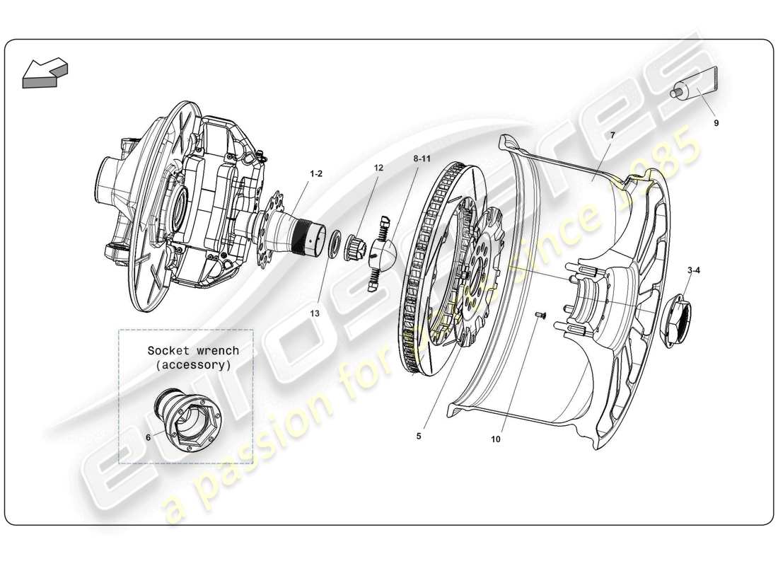 lamborghini super trofeo (2009-2014) kit de sistema monolock trasero diagrama de piezas