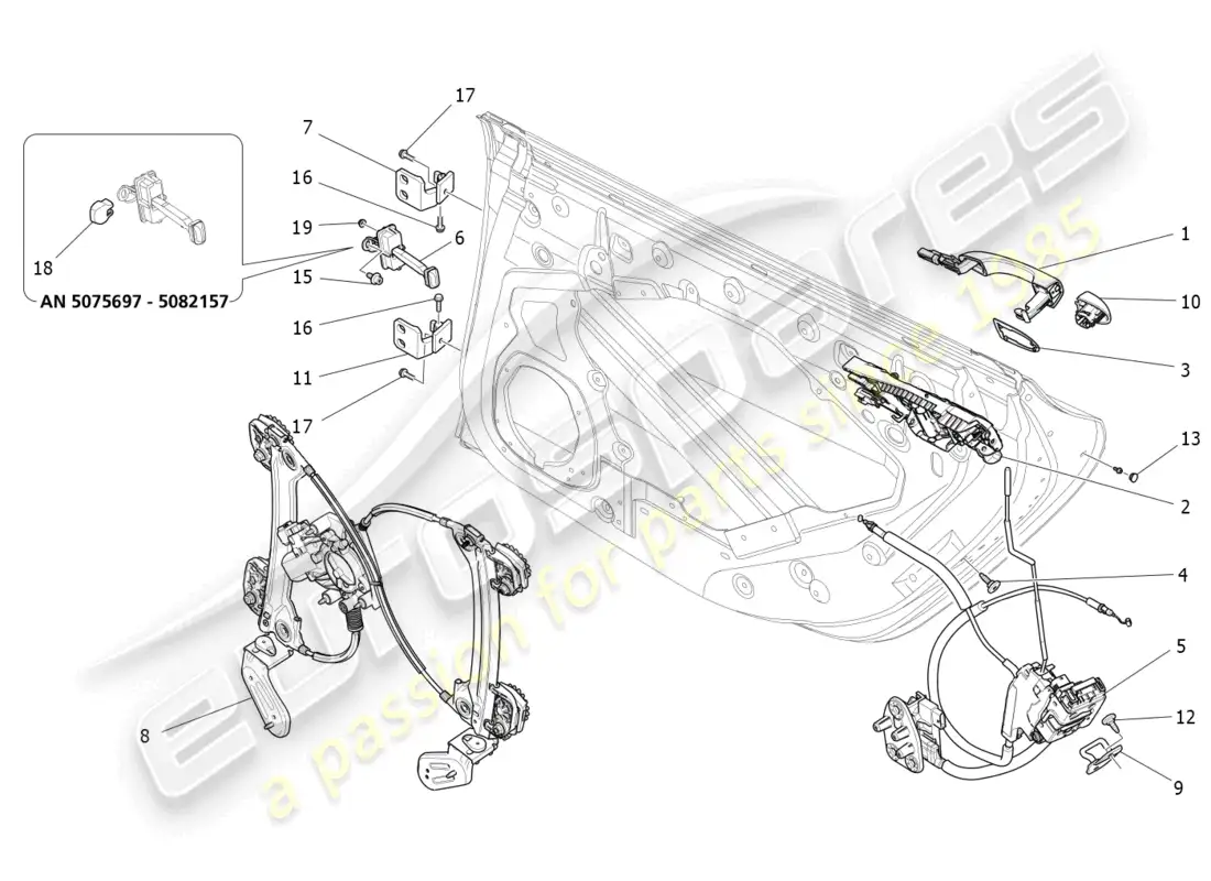 maserati ghibli fragment (2022) puertas traseras: mecanismos diagrama de piezas