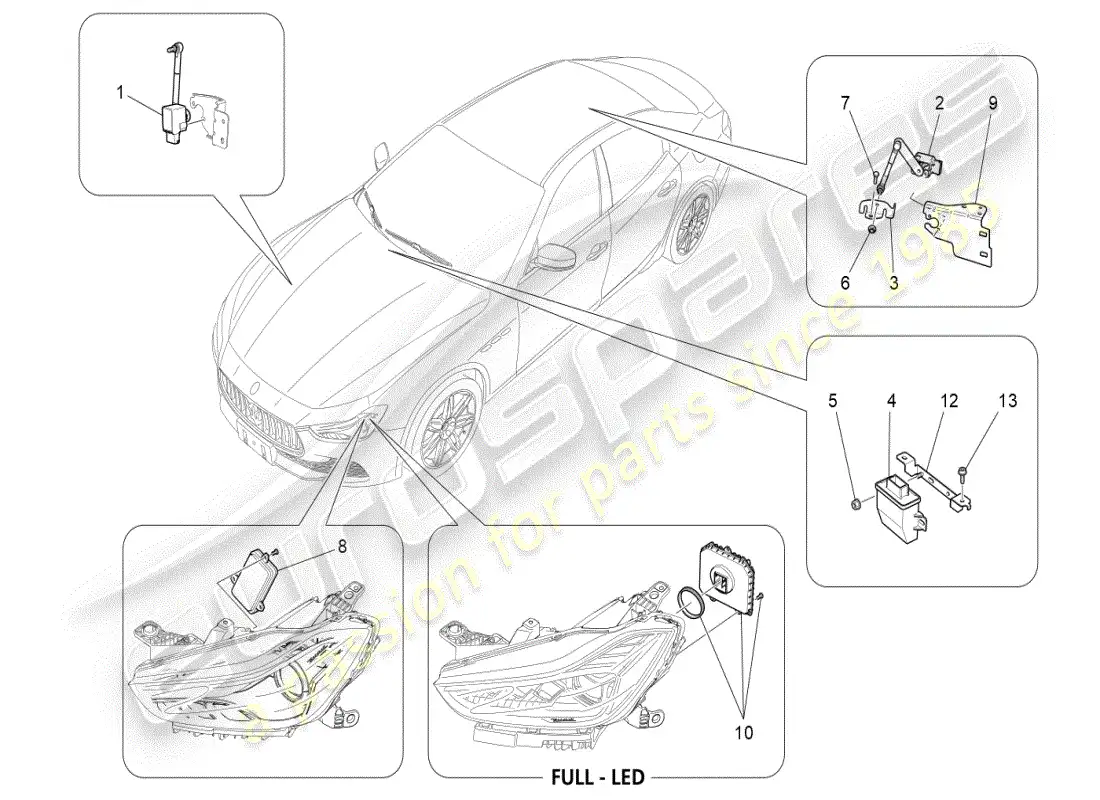maserati ghibli (2019) control del sistema de iluminación diagrama de piezas