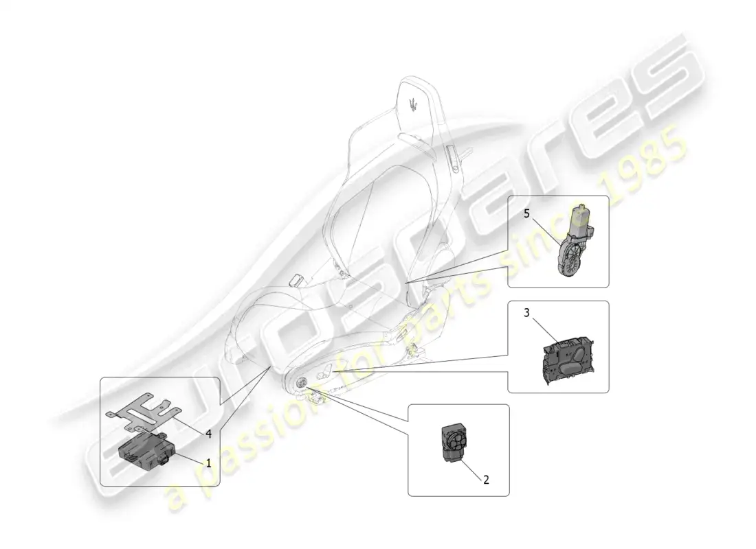 maserati mc20 (2023) asientos: mecánica y electrónica diagrama de piezas