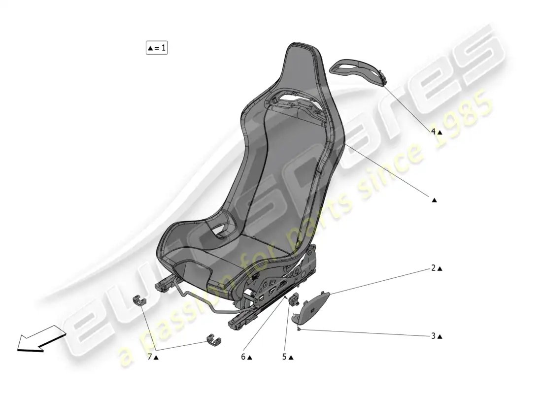 maserati mc20 (2022) asientos: paneles de acabado diagrama de piezas