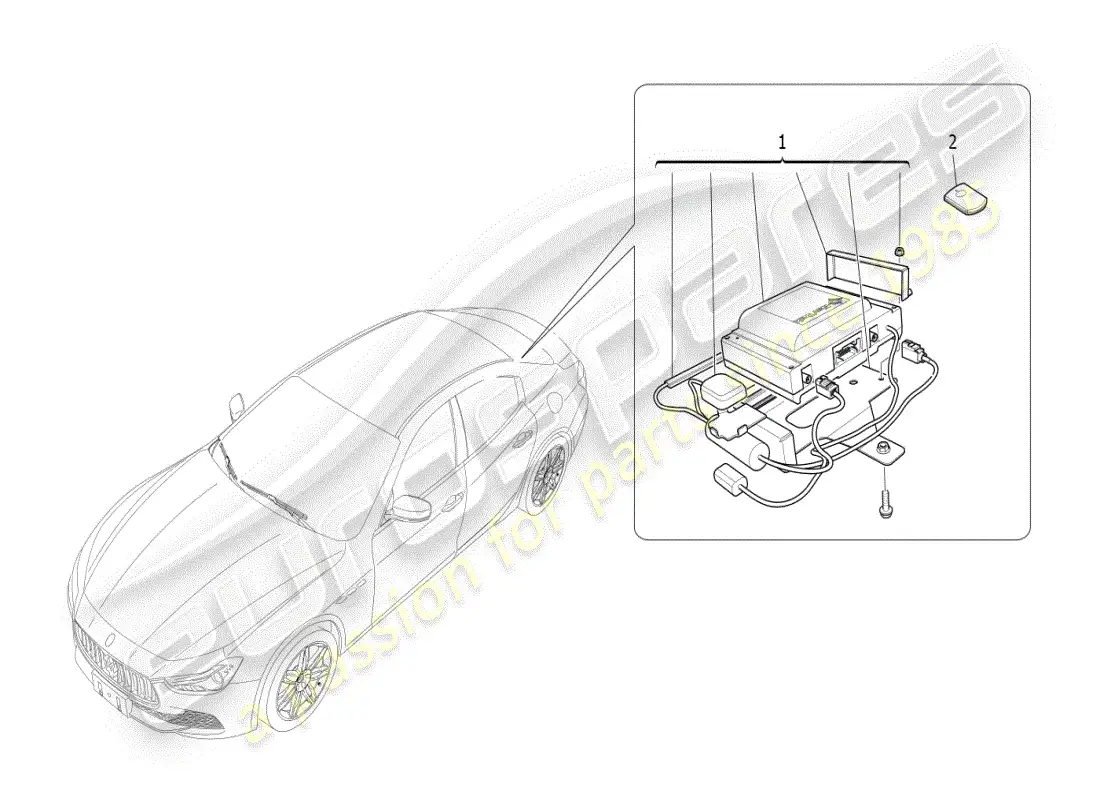 maserati ghibli (2019) diagrama de piezas del sistema de alarma e inmovilizador