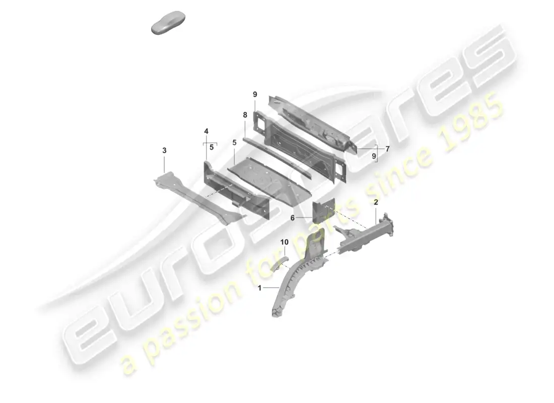porsche 2020 (taycan 9j1-1) parte trasera larguero piezas individuales diagrama de piezas