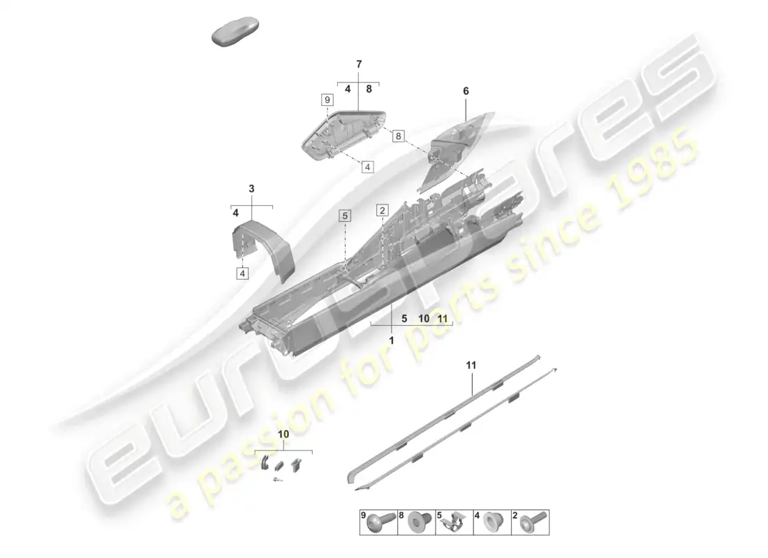 porsche 2022 (992-1 gt3/rs/st) diagrama de piezas de la consola central