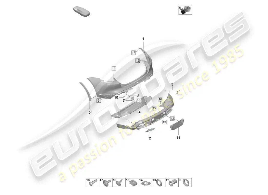 porsche 2020 (taycan 9j1-1) parachoques trasero taycan cross turismo turbo s diagrama de piezas