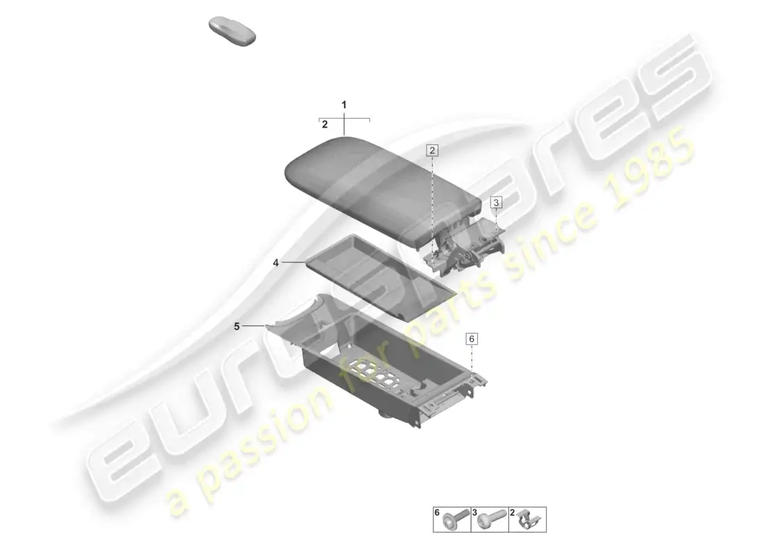 porsche 2022 (992-1 gt3/rs/st) diagrama de piezas de accesorios de la consola central