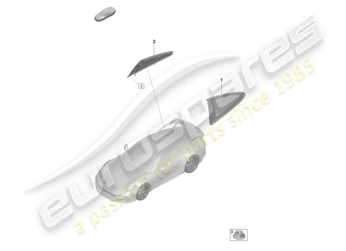porsche 2023 (992-1 gt3/rs/st) ventana lateral diagrama de piezas