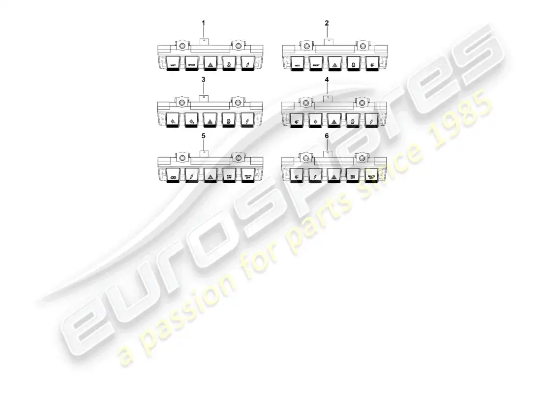 porsche 2023 (992-1 gt3/rs/st) panel de control del módulo de conmutación diagrama de piezas