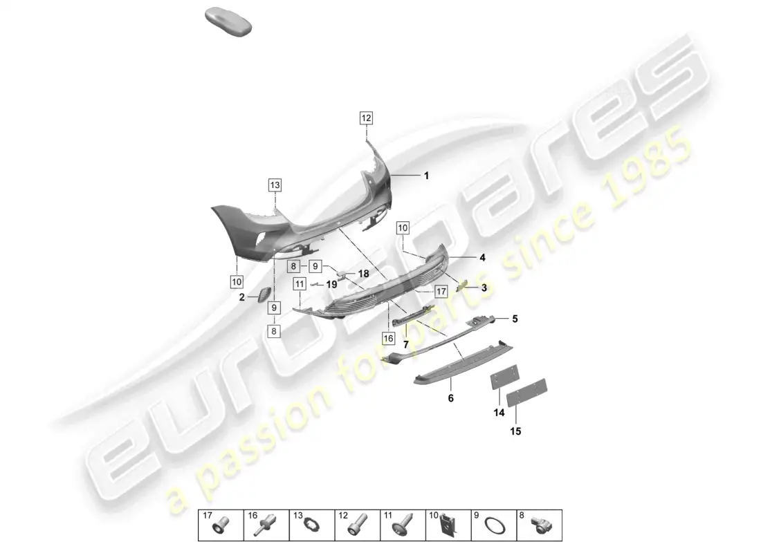 porsche 2026 (taycan 9j1-2) parachoques trasero paquete sport design diagrama de piezas