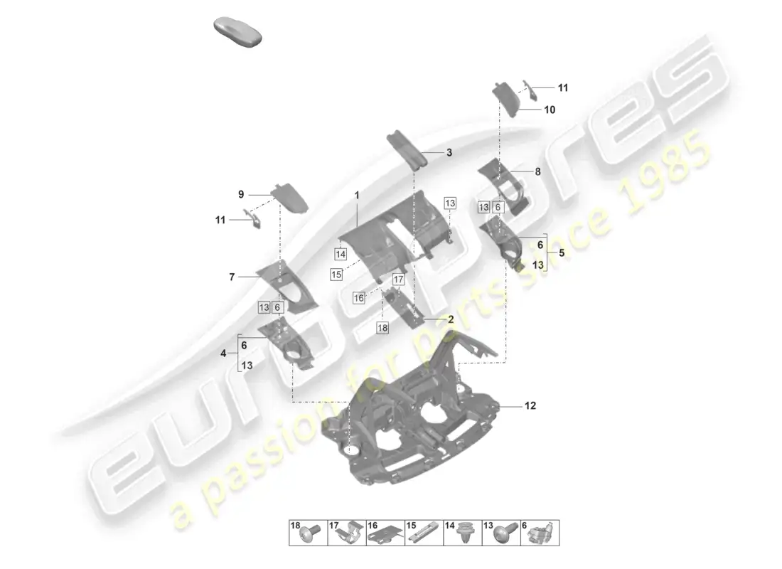 porsche 2023 (992-1 gt3/rs/st) portón trasero/tapa del maletero diagrama de piezas