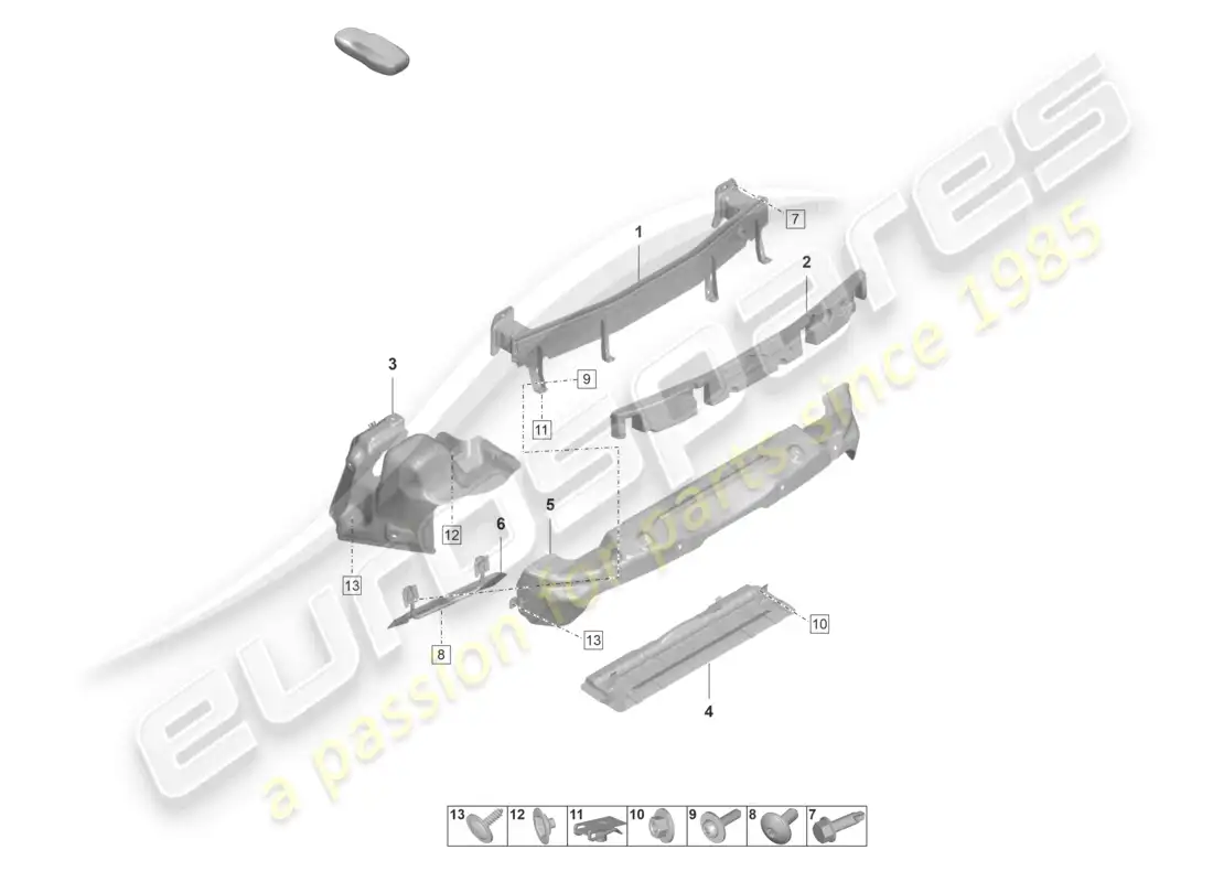 porsche 2023 (992-1 gt3/rs/st) soporte de parachoques trasero y protector térmico gt3 rs diagrama de piezas